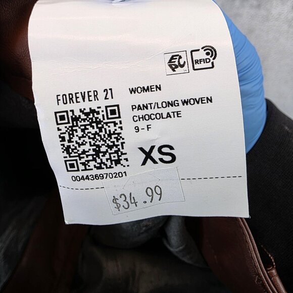 Forever 21 Pants Womens Size XS Brown Faux Leather High Rise Wide Leg Cargo - Picture 10 of 12